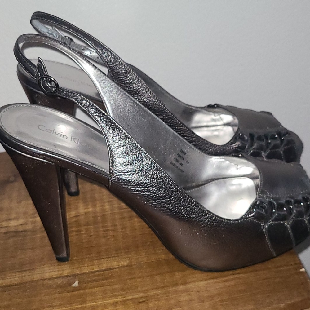 Calvin Klein silver high heels